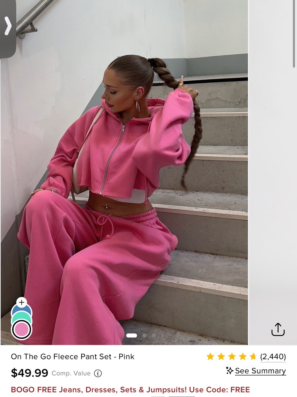 On The Go Fleece Pant Set - Pink